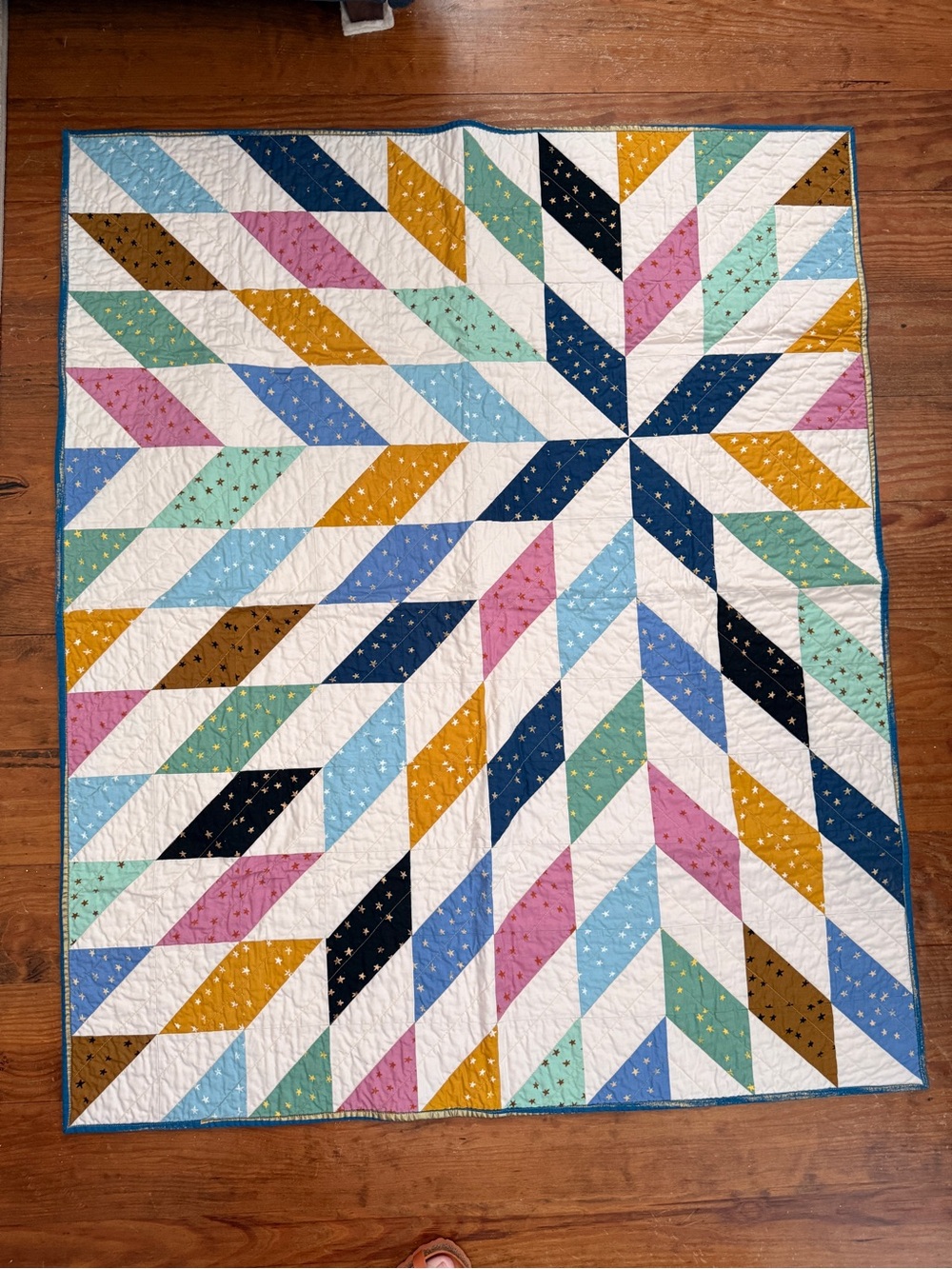 New Handmade Modern Baby Quilt - Ruby Star Society & Kona Cotton